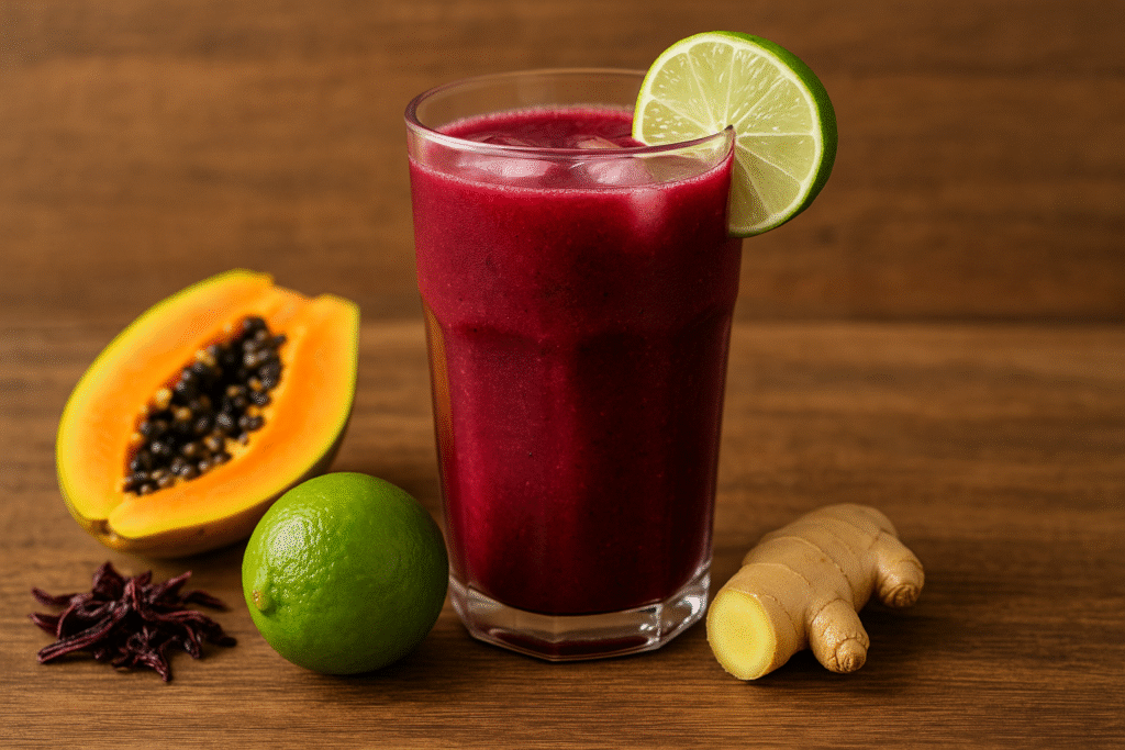 Zobo-Papaya Detox Smoothie for Weight Loss in Nigeria – Flat Tummy Drink Using Local Ingredients